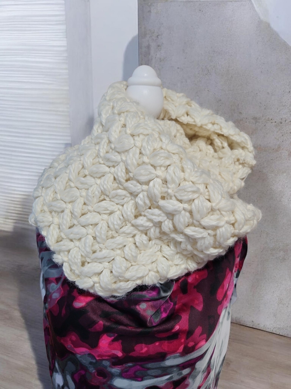 LuLu Cream Chunky Crochet Infinity Scarf
